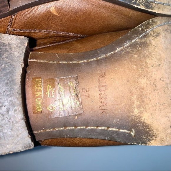 Rudsak Vintage Soft Leather Boots Combat Booties Brown  Tan Size 37 EU - Picture 8 of 10